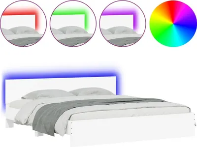 Produktbild von vidaXL Bettgestell mit Kopfteil und LED-Beleuchtung Weiß 180x200 cm
