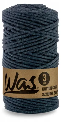 Produktbild von WAS Baumwolle Cords Makrame-Garn 3 mm geflochten Baumwolle 100m dunkelblau