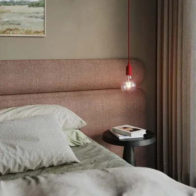 Produktbild von Creative Cables Mit Bulb Silikon Bunte Pendelleuchte Mit Textilkabel Rot Rot One Size