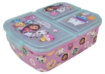 Produktbild von Theonoi Brotdose für Kinder – Lunchbox mit 3 Fächern & Unterteilung – BPA-freie Sandwichbox für Schule, Kindergarten (Gabby's Dollhouse)