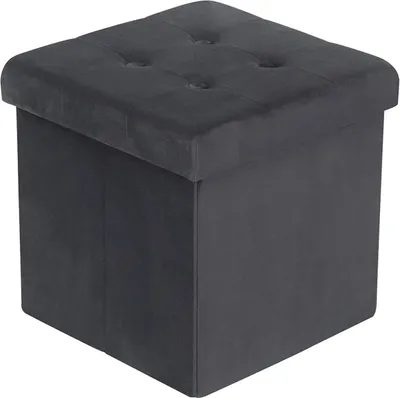 Obrázok produktu pre WOLTU Sedacia stolička s úložným priestorom sedacia kocka lavica skladacie truhly, odnímateľné veko, zamatový sedák, 37,5x37,5x38cm(DxŠxV), sivá