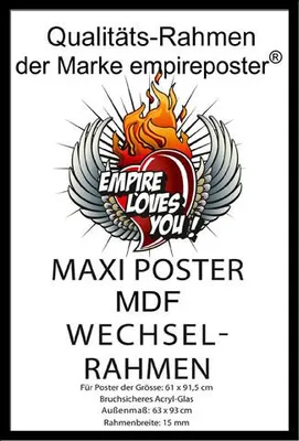 Image de Queen - Poster - Covers - Bravado + cadre interchangeable, Shinsuke® Maxi MDF noir, vitre acrylique