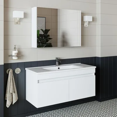 Immagine prodotto di Set di mobili da bagno Roomart ATRIA-100, 3 pezzi, larghezza 100 cm, bianco