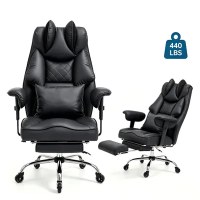 Produktbild von HAPPYHOME XXL Ergonomischer Bürostuhl bis 200 kg belastbar, Gaming stuhl mit Fußstütze und Lendenkissen, extra breiter Schreibtischstuhl