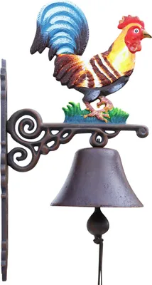 Produktbild von Wandglocke Türglocke Glocke Gusseisen Hahn Dekoration Eisen Antik-Stil 43cm