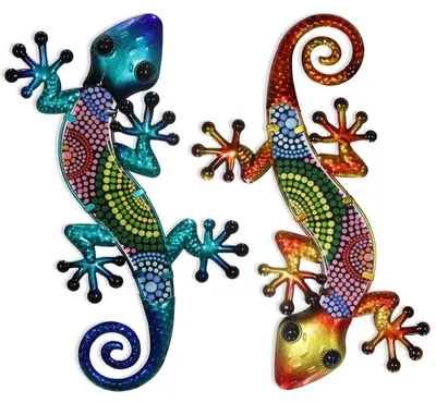 Gecko-Wandkunst 2er-Pack 45 cm Echsen-Deko Außen