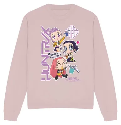 Image de Sweat-shirt unie "Huntrix Ramyeon" pour hommes et femmes, sur le thème des chasseurs de démons de la K-Pop, modèle TV42558 (taille S), couleur rose