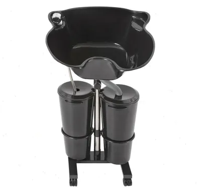 Produktbild von Mobiles Shampoo-Becken - Freistehendes Friseurwaschbecken - Mit Ablaufschlauch - Für Zuhause, Salon & Bettlägerige - 10 l 48,5×37,5×30 cm - Schwarz