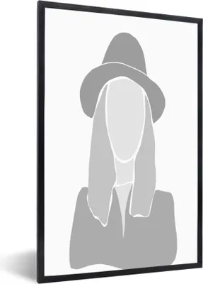 Produktbild von MuchoWow® Gerahmtes Poster Frau - Schwarz - Weiß 60x90 cm - Poster mit Schwarzem Bilderrahmen Wandposter Rahmen Foto Bilder - Kunst