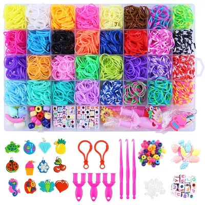 Produktbild von Loom B?nder Starterset - Loom Gummib?nder - Latexfreie umweltfreundliche Loom Elastikb?nder - Mit viel Zubeh?r