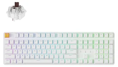Produktbild von Keychron J5 QMK Kabellose Mechanische Tastatur RGB Hot-Swap 100 % mit dem Ziffernblock - Keychron Super Brown, Weiß