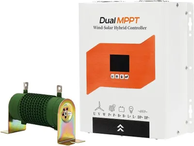 Productafbeelding van MPPT-hybride regelaar, energieoptimalisatie, compatibiliteit met meerdere spanningen (12V, 24V, 48V), geschikt voor auto's, 6000W voor windenergie, 3000W voor zonne-energie, externe wind- en zonne-energie combinatie