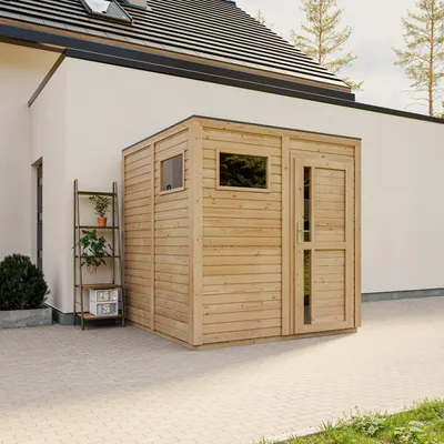 Image de Abri de Jardin en Bois 4,20 m², Cabane de Jardin Extérieur, Parois 17 mm, Cabanon de Jardin pour Outils et Vélo avec Portes en Bois Massif, TIMBELA M325F1