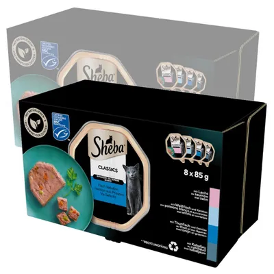 Zdjęcie produktu dla Sheba Classics Rybne Smaki Tacka 16x85g Mokra Karma Pełnoporcjowa Dla Kota W Terynie