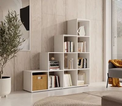Zdjęcie produktu dla Regal >Luna< in Weiß - 149x149x35cm (BxHxT)