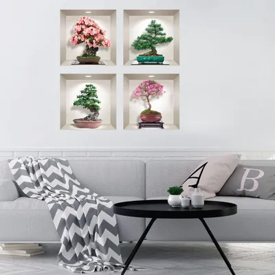 Image de Autocollants 3D « Bonsaï des 4 saisons », 80 x 80 cm