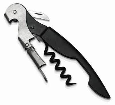 2-stufiger Sommelier-Korkenzieher, schwarz, Edelstahl, 16 cm
