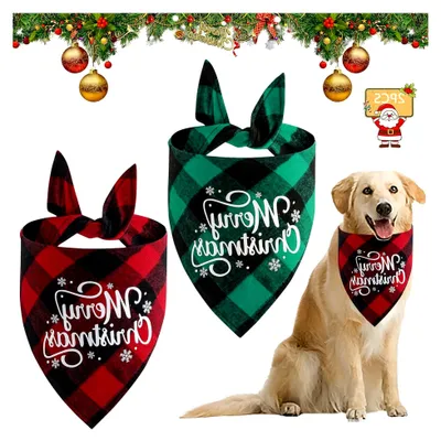Produktbild von Hundehalstuch Weihnachten, 2 Stück Hunde Halstuch, Zubehör für Hunde Weihnachtskostüm, Halstücher für Hunde und Katzen
