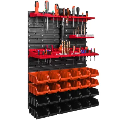 Obrázok produktu pre Stena na náradie 57 x 78 cm 24 stohovacích boxov z plastu