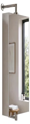Produktbild von Relaxdays Spiegelschrank drehbar, 6 offene Fächer, Wandmontage, HBT: 120x25x12 cm, Badezimmerschrank, Edelstahl, silber