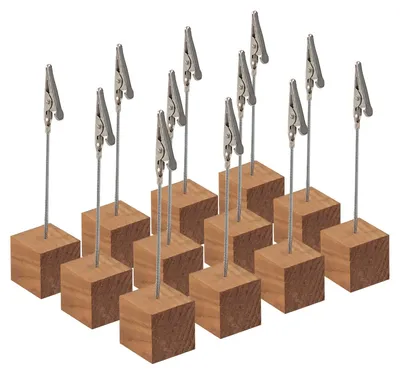Productafbeelding van 12 stuks houten memocliphouders - Afmetingen: 2,5 cm x 11,5 cm