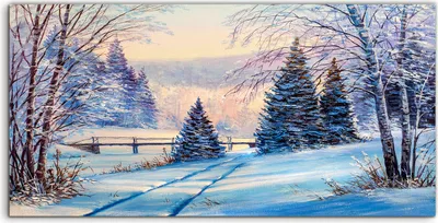 Produktbild von Coloray - Glasbild - 120x60 cm - Wandbild - Glasbilder - Winterlandschaft Schnee Bäume Wald