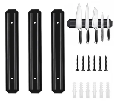 Magnetstreifen für Messer, 3er Set, 20 cm, Edelstahl