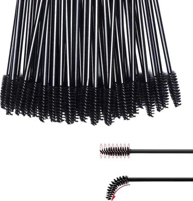 Produktbild von 100 Stk Einweg Wimpernbürste - Einweg Mascara Zauberstäbe - Mascara Bürsten für Wimpernverlängerung - Schwarz