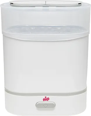 Produktbild von NIP Sterilisator Babyflaschen: Vaporisator für bis zu 6 Flaschen, Schnuller + Zubehör, Schnelle und sichere Dampfsterilisation in nur 9 Minuten, mit Abschaltautomatik, Weiß