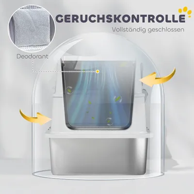 Zdjęcie produktu dla XL Katzenklo Edelstahl, Hellgrau, Mit Schaufel