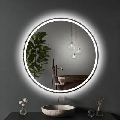 Produktbild von Badspiegel mit Beleuchtung 71x71cm, Antibeschlag, Rund, 3 Lichtfarben, Dimmbar