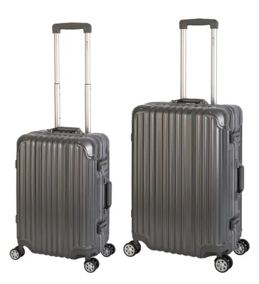 Image de Travelhouse - London - Set de 2 valises de voyage | Serrure TSA |Coque rigide en polycarbonate | Cadre en alu | 4 roues | Valise Trolley Voyage Vacances Bagages - Set de valises S+M | Gris