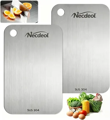 Image de 2 planches à découper en titane, double face, antibactériennes, de 24x15 cm, pour la cuisine