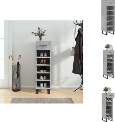 Zdjęcie produktu dla vidaXL Szafka na buty betonowa szara 30x35x105 cm materiał drewnopochodny - Szafki