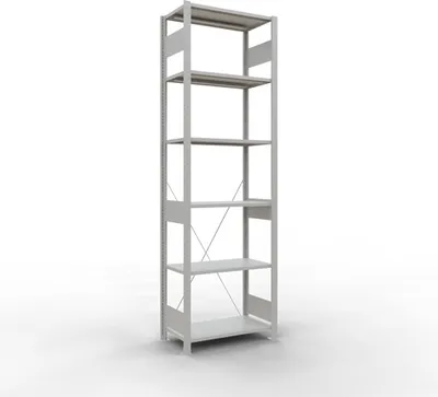 Produktbild von Schulte Fachbodenregal MULTIplus150 Stecksystem | Grundregal | HxBxT 250x75x40cm | 6 Ebenen | Fachlast 150kg | Lichtgrau
