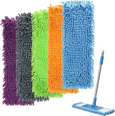 Obrázok produktu pre Mikrovláknové návleky na mop, 5 kusov, opakovane použiteľné, vhodné na mokré aj suché utieranie, čistiace utierky do domácnosti