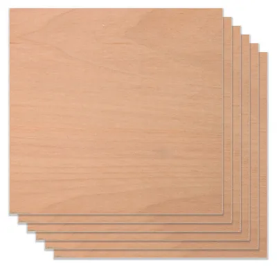 Immagine prodotto di 6 pannelli di compensato di faggio rosso non trattato – pannelli di legno per lavori manuali – taglio CNC – verniciatura – faggio rosso su entrambi i lati – 0,32 x 30,48 x 30,48 cm
