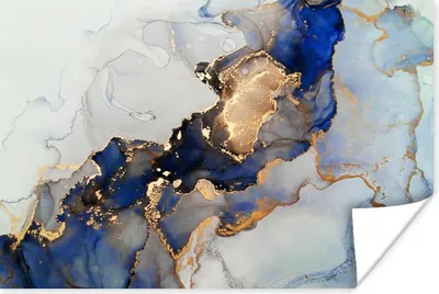 Produktbild von MuchoWow® Poster Marmor - Blau - Gold 180x120 cm - Fotoplakat