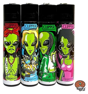 Produktbild von Clipper Reibradfeuerzeuge Alien 2, 4 Stück