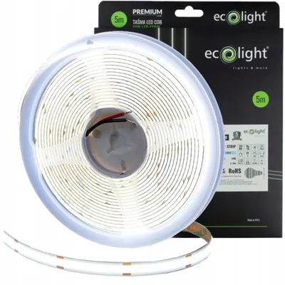 Produktbild von LED-Streifen, COB, homogen, 480 LEDs, 24V, 12W/m, 1560 lm/m, kaltweiß (6000K), IP20, 5m