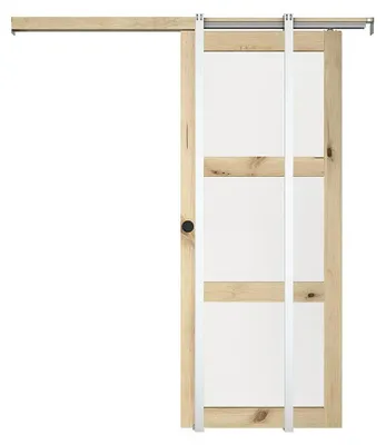 Produktbild von Versenkbare Schiebetür aus Holz und gehärtetem Glas - 3 Fenster - H 205 x B 83 cm - ACOSTA II