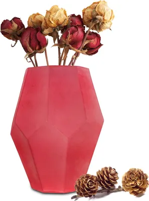 Produktbild von Blumenvase Sofia  Vase Tischvase Glasvase Dekovase Blumentopf Pflanztopf (Rot)