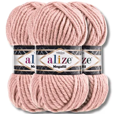 Obrázek produktu pro Alize 3x 100g Superlana Megafil, silná příze, unifikovaná barva, vhodná pro háčkování a pletení (barva: růžová - 161)