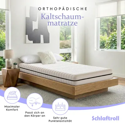 Produktbild von 7-Zonen Orthopädische Kaltschaummatratze 180x190 cm H2 H3 18 cm ergonomisch atmungsaktiv waschbarer Bezug Allergiker geeignet