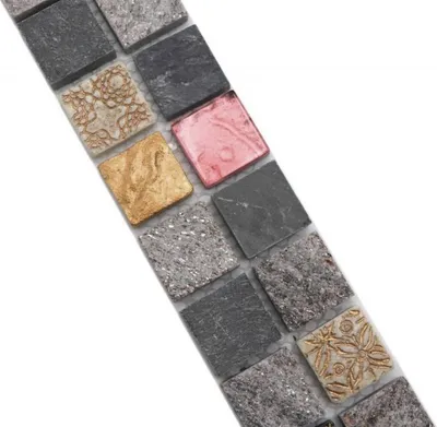 Produktbild von Mosaik Borde Bordüre Glasmosaik Stein mix grauschwarzgold MOS83BOR-0207