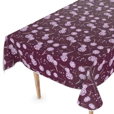 Produktbild von ANRO Wachstuch Tischdecke 200x140cm mit Saum (Eingefasst) Pusteblume Bordeaux
