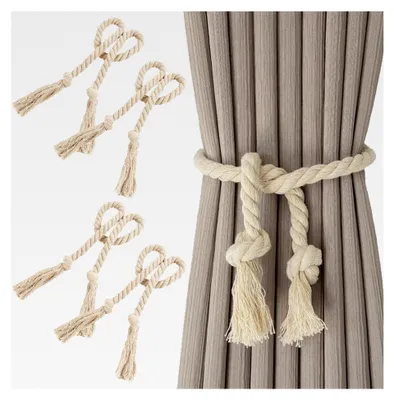 Produktbild von 4 Stück Raffhalter aus Baumwollseil für Vorhänge, Beige