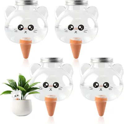 Produktbild von Pflanzenbewässerung 4 Stück, 500 ml, Terrakotta, Katzenform, für Zimmerpflanzen