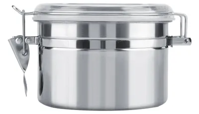 Zdjęcie produktu dla Pojemnik na kawę ze stali nierdzewnej, próżniowo zamykane szkło do przechowywania ziaren kawy (800 ml)