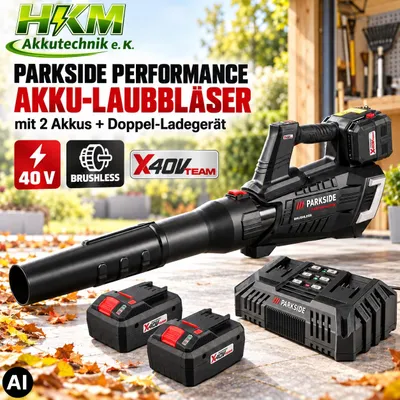 Produktbild von PARKSIDE PERFORMANCE 40V Turbinenlaubbläser PPTLBA 40-Li,  2 x Akku 4.0 Ah / Doppelladegerät